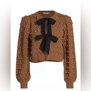 Alice + Olivia, brown kitty puff sleeve sweater, size small.